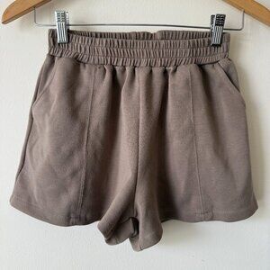 Women's Tan/Brown Lounge Pajama High-Rise Stretchy Shorts w/ Pockets - XS/S